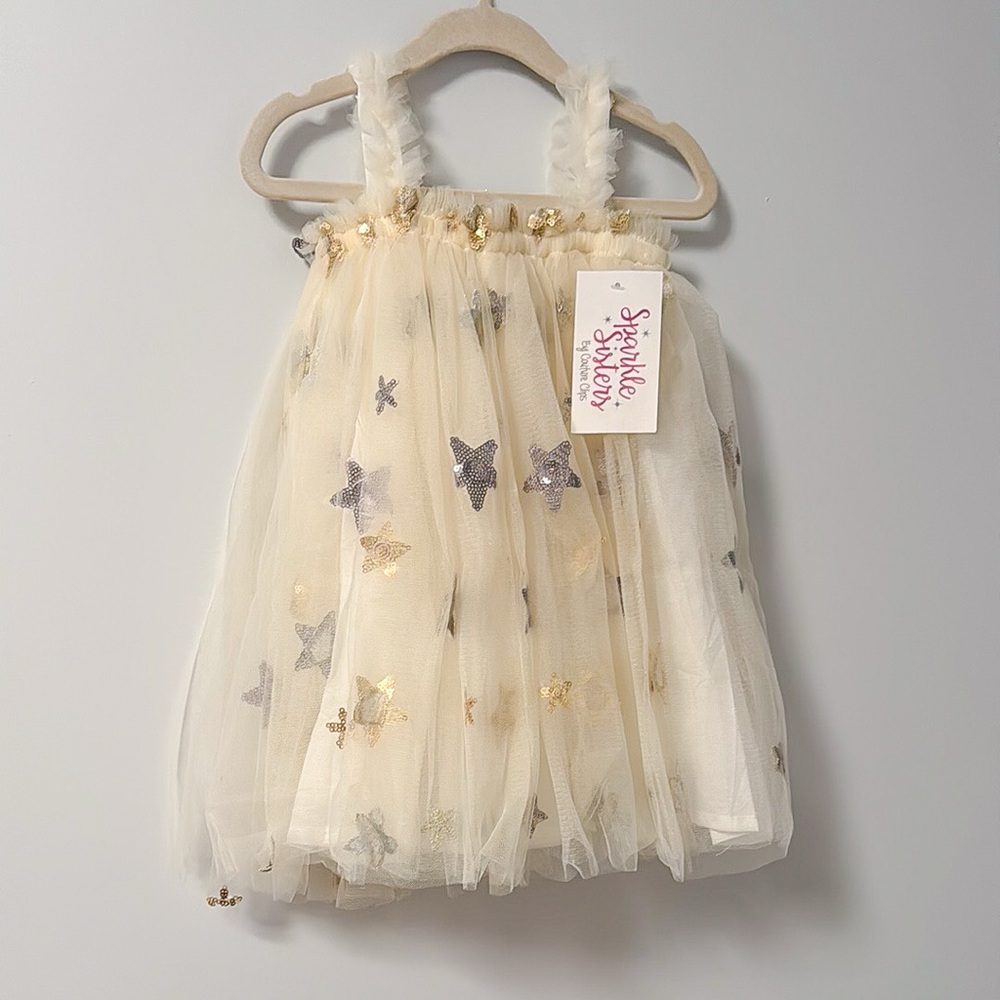 Starry Tulle Dress with Gold and Silver Accents 12-18m